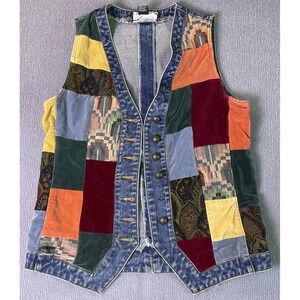 NY Line Vintage Patchwork Jean Vest Women's Size Medium